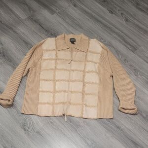 Vintage Leather & Knit Jacket Sweater
